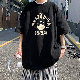 【絶対流行】春 コーデ 2022 メンズ 半袖 レトロ ストリート系 韓国系 ラウンドネック プルオーバー 無地 アルファベット Tシャツ・POLOシャツ