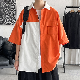  半袖 シンプル ファッション カジュアル 韓国系 一般 一般 スクエアネック シングルブレスト 切り替え 配色シャツ