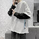 【大人コーデ】メンズ コーデ 春 韓国 ファッション ポリエステル 長袖 レイヤード / 重ね着風 プルオーバー シンプル プリント 配色 アルファベット ラウンドネック Tシャツ・POLOシャツ