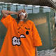 【カジュアルコーデ】韓国 通販 シャツ コーデ メンズ シンプル ラウンドネック プルオーバー プリント プリント 五分袖 Tシャツ・POLOシャツ
