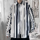 【ins超人気】カジュアルコーデ fashion 長袖 シンプル カジュアル 折り襟 シングル ブレスト 配色 ストライプ柄 ボタン シャツ