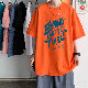  コットン 半袖 シンプル ファッション カジュアル ストリート系   ラウンドネック プルオーバー アルファベット Tシャツ・POLOシャツ