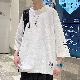【おしゃれ度アップ】夏 服 メンズ 七分袖 シンプル 韓国系 ラウンドネック プルオーバー アルファベット Tシャツ・POLOシャツ