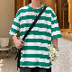 夏 ラウンドネック プルオーバー ボーダー   ファッション モード系 カジュアル トレンドTシャツ・POLOシャツ