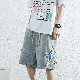 ファッションカジュアルストリート系定番韓国系エイジング加工レギュラーウエストアルファベットプリントバーミューダ（5分丈）ショートパンツ