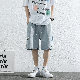 ファッションカジュアルストリート系定番韓国系エイジング加工レギュラーウエストアルファベットプリントバーミューダ（5分丈）ショートパンツ