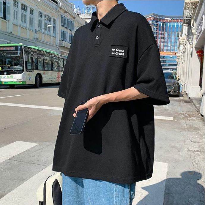 【韓国ファッション】 fashion 大人コーデ 着回しコーデ instagood 折り襟 プルオーバー アルファベット Tシャツ・POLOシャツ