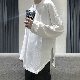 【韓国 ファッション メンズ】おしゃれ シンプルデザイン 韓国系 長袖 ラウンドネック スリット プルオーバー 無地Tシャツ・POLOシャツ