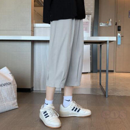 【カジュアルコーデ】fashion 韓国 通販 サイト シンプル 韓国系 レギュラー ウエスト アンクル丈 無地 カジュアルパンツ