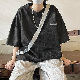 韓国 半袖 セットアップメンズ 夏 おしゃファッション カジュアル 一般 一般 ラウンドネック プルオーバー プリント アルファベットTシャツ・POLOシャツ