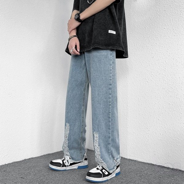 デニムファッション韓国系夏ブルー20~40代レギュラーウエストレギュラー丈無地なしデニムパンツ