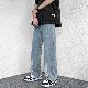 デニムファッション韓国系夏ブルー20~40代レギュラーウエストレギュラー丈無地なしデニムパンツ