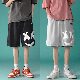 【お買い得】ワイド パンツ メンズ 男性 服装 ファッション ストリート系 韓国系 夏 プリント レギュラー ウエスト バーミューダ（5分丈）ショートパンツ