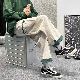 【ootd fashion】リラックス ポケット付き シンプル ストリート系 レギュラーウエスト アンクル丈（9分丈） 配色 カジュアルパンツ ストレートパンツ