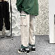 【ootd fashion】リラックス ポケット付き シンプル ストリート系 レギュラーウエスト アンクル丈（9分丈） 配色 カジュアルパンツ ストレートパンツ
