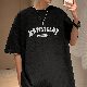 コットン半袖シンプルファッションカジュアルレトロストリート系韓国系一般一般夏ラウンドネックプルオーバープリントアルファベットTシャツ・POLOシャツ
