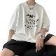 半袖ファッションカジュアル韓国系ショート丈ラウンドネックプルオーバープリントTシャツ・POLOシャツ