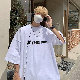 コットン半袖シンプルファッションカジュアルストリート系韓国系北ヨーロッパ系フェミニン夏ラウンドネックプルオーバープリント無地アルファベット混紡Tシャツ・POLOシャツ