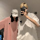 【韓国 服 通販】ファッション ポリエステル 半袖 シンプル カジュアル 夏 ラウンドネック プルオーバー プリント Tシャツ・POLOシャツ