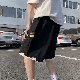  ポリエステル ファッション カジュアル 韓国系 夏 切り替え レギュラーウエスト 無地 アルファベット バーミューダ（5分丈）ショートパンツ