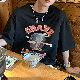  ポリエステル 半袖 ファッション カジュアル ストリート系 韓国系 一般 一般 夏 ラウンドネック プルオーバー プリント プリントシャツ