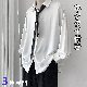 【海外 通販 サイト】韓国 ファッション 服 通販 夏 メンズ 長袖 シンプル カジュアル 定番 韓国系 折り襟 シングル ブレスト ギャザー 無地 シャツ