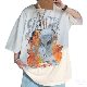 【大人気】メンズファッション 人気 カッコイイ レトロ ストリート系 韓国系 夏 半袖 シンプル ファッション カジュアル ラウンドネック プルオーバー プリント Tシャツ・POLOシャツ