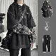 【今季注目】秋 服 メンズ 韓国風 ファッション フード付き プルオーバー 切り替え チェック柄 配色 シンプル セットアップ
