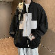  ポリエステル 長袖 ファッション ストリート系 韓国系   春秋 スタンドネック ジッパー 配色 ジャケット