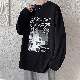 長袖ファッションカジュアル韓国系ラウンドネックプルオーバープリントアルファベットプリントTシャツ・POLOシャツ