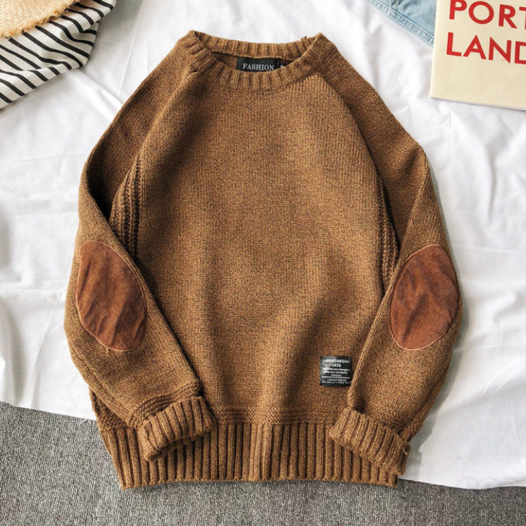 ニット 長袖 シンプル ファッション 一般 一般 冬 秋 ラウンドネック プルオーバー 切り替え 配色セーター