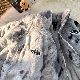  スエード生地 長袖 ファッション カジュアル ストリート系 韓国系 一般 一般 冬 スタンドネック ジッパー ファスナー プリント 絞り染め モード ポリエステル綿コート・ダウンジャケット