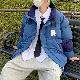 長袖 ストリート系 韓国系 一般 一般 折り襟 ジッパー ファスナー 配色綿コート・ダウンジャケット
