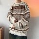  コットン 長袖 シンプル ファッション 定番 韓国系   春秋 ラウンドネック プルオーバー ボーダー セーター