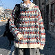  長袖 シンプル ファッション カジュアル ストリート系 韓国系 一般 一般 秋冬 ラウンドネック プルオーバー チェック柄 なし ポリエステルセーター