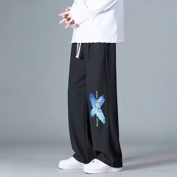 シンプルファッション韓国系プリントレギュラーウエストレギュラー丈アルファベットプリントカジュアルパンツ