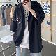 【大流行新作】ストリート系 韓国 メンズセットアップ メンズラウンドネック ファッション 折り襟 プルオーバー シングルブレスト プリント カジュアル ポリエステルセットアップ