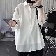 【おしゃれ度高め】メンズファッション 人気 カッコイイ 韓国 ストリート系 長袖 シンプル 折り襟 シングルブレスト 無地 トランスペアレント ボタンシャツ