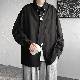 韓国 ファッションストリート 系 メンズ 折り襟 シングルブレスト 金属飾り 無地 ボタン ファッション カジュアル ポリエステルセットアップ