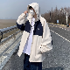 長袖 シンプル ファッション カジュアル ストリート系 韓国系 一般 一般 春 フード付き ジッパー ファスナー プリント 配色 ポリエステルジャケット
