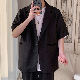 シンプル ファッション 韓国ファッション オシャレ 服 一般 一般 春夏 春夏秋 折り襟 ボタン 無地 ボタン 五分袖 ポリエステル メンズジャケット