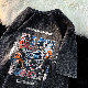 【おしゃれ度アップ】Tシャツ ストリート系 韓国ファッション メンズ アルファベット オシャレ 服 カジュアル 夏 半袖 ラウンドネック ブラック プリント