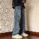 【欠かせない】デニムパンツ メンズファッション 秋 服 デニム  レギュラーウエスト ロング丈 無地 ビンテージ風