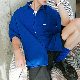 シャツシングルブレストシンプル一般なし半袖メンズポリエステル夏 服無地一般折り襟韓国ファッション オシャレ 服