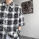 カーディガン ボタン 一般 ストリート系 配色 ポリエステル メンズ シンプル 韓国ファッション オシャレ 服 一般 夏 服 折り襟 ボタン チェック柄 ファッション 五分袖