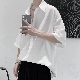 シャツポリエステル一般シンプル七分袖ボタン折り襟シングルブレスト無地夏 服韓国ファッション オシャレ 服