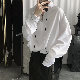 シャツシンプルファッションカジュアル韓国ファッション オシャレ 服長袖POLOネックプルオーバーホワイトブラックボウタイ無地