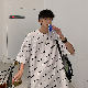 Tシャツ・POLOシャツ プルオーバー シンプル 一般 メンズ ラウンドネック なし ブラック 半袖 夏 服 ポリエステル 無地 ホワイト 韓国ファッション オシャレ 服 アルファベット