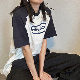 Ｔシャツ・POLOシャツ アルファベット 配色 プルオーバー 半袖 夏 服 ラウンドネック  プリント