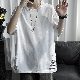 Tシャツ・POLOシャツ シンプル カジュアル 韓国ファッション オシャレ 服 夏 服 ポリエステル 五分袖 一般 一般 ラウンドネック プルオーバー ダメージ加工 無地